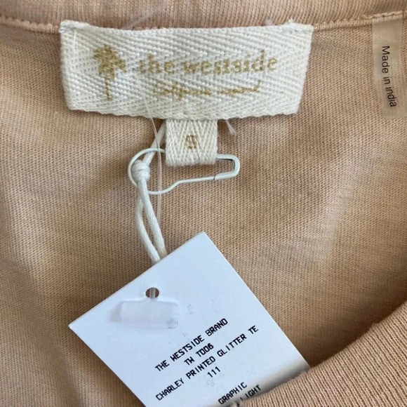 The Westside Shirt Womens Small Boxy Cotton Glitter Graphic 80s 70s Boho - Picture 4 of 6